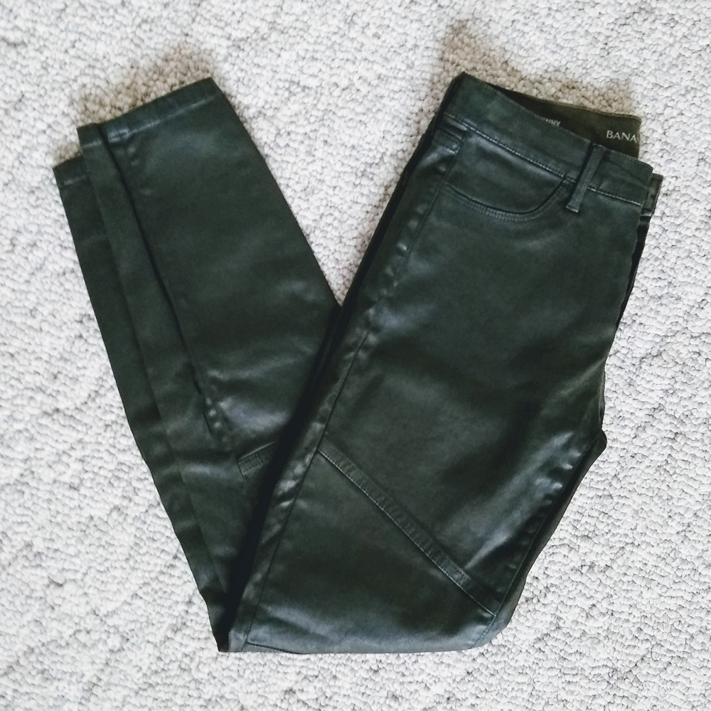 BANANA republic green Moto pants skinny sateen